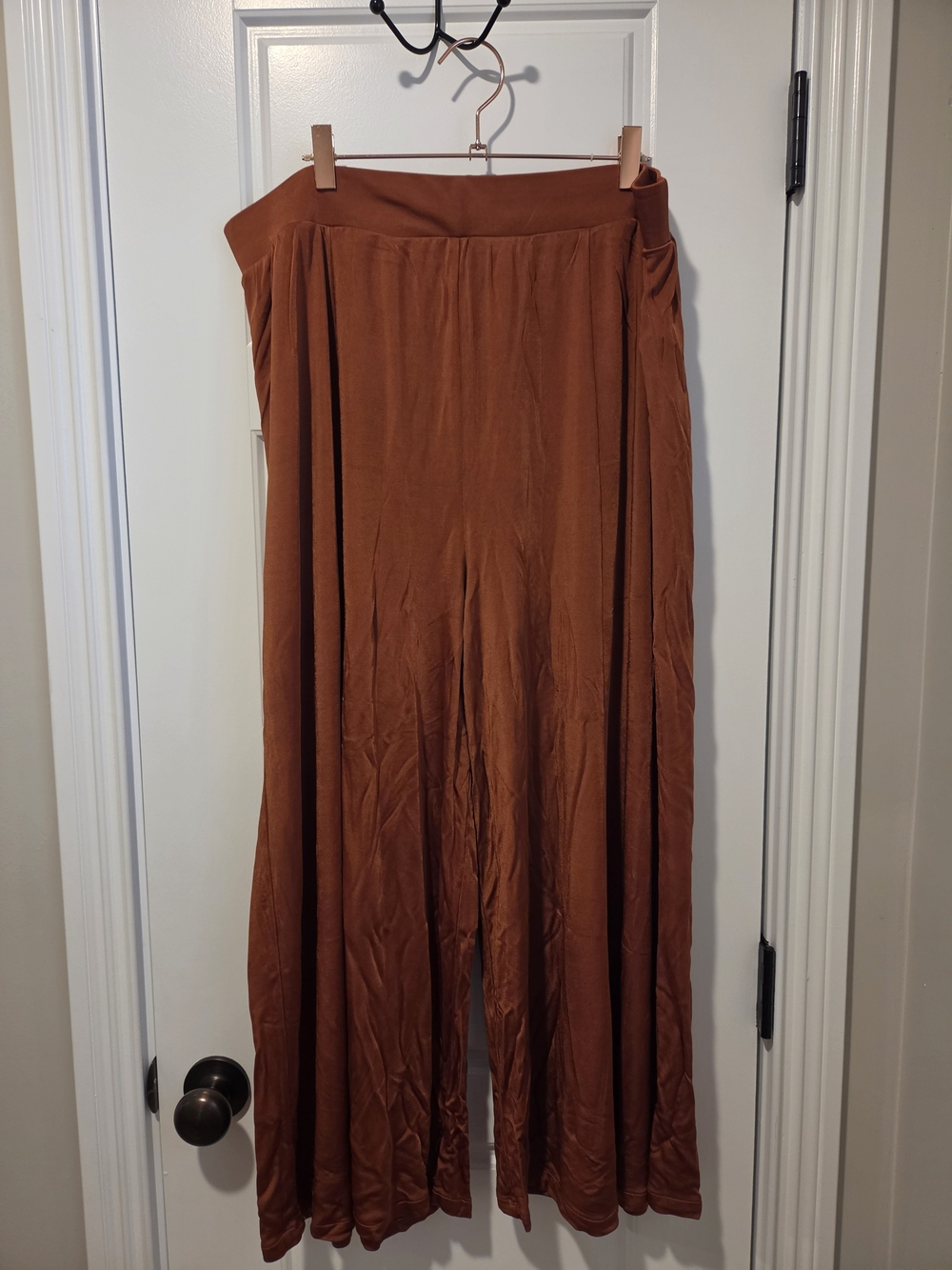 Maeve Wide-Leg Cropped Jumpsuit Pants in Burnt Orange XL